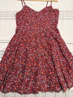 GAP Burgundy Floral Spaghetti Strap Dress